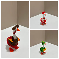 Hand-Knitted 7-Inch Goose Figurine Outfits - Holiday & Seasonal Costumes for Desktop Goose Decor
