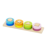 Wooden Geometric Shape and Color Matching Puzzle Stacking Toy for Early Education