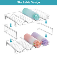 Stackable Clear Refrigerator Bottle Organizer for Wine, Water Bottles, and Tumblers