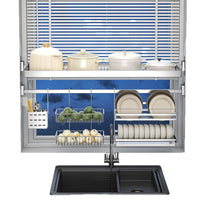 304 Stainless Steel Kitchen Window Sill Storage Rack Wall-Mounted Multi-functional Pot and Dish Drainer