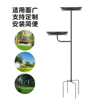 Vintage Wrought Iron Bird Feeder and Bath for Garden