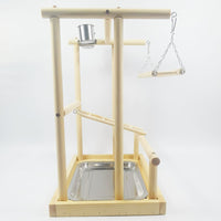 Solid Wood Parrot Play Stand with Ladders and Chains - Bird Training Perch Toy