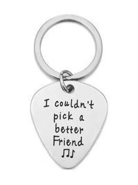 Personalized Guitar Pick Keychain for Dad, Son, Brother - Engraved Stainless Steel