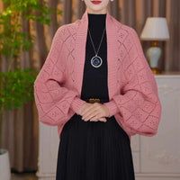 Women's Knitted Plaid Shawl Scarf, Warm Neck Protection, Versatile Outer Cardigan