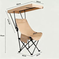 Outdoor Folding Chair with Canopy, Portable Elevated Moon Chair for Camping, Fishing, Picnic, Sketching