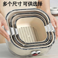 Multifunctional Double-Layer Drain Basket for Kitchen and Living Room, Fruit Storage Bowl, Vegetable Washing Basin Set