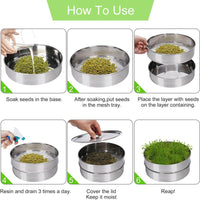 Stainless Steel 2-Tier Seed Sprouting Tray Kit