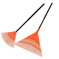 Garden Leaf Rake with Long Handle for Lawn and Yard Cleanup