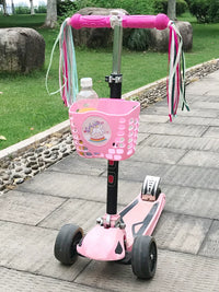Kids Scooter and Balance Bike Front Basket with Windmill and Stickers