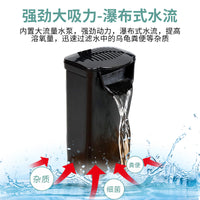 Low Water Level Turtle Tank Filter with Waterfall, Quiet Drip Box, and Circulation Pump for Small Fish Tanks