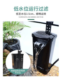 Low Water Level Turtle Tank Filter with Waterfall, Silent Drip Box, and Feces Suction for Small Fish Tanks