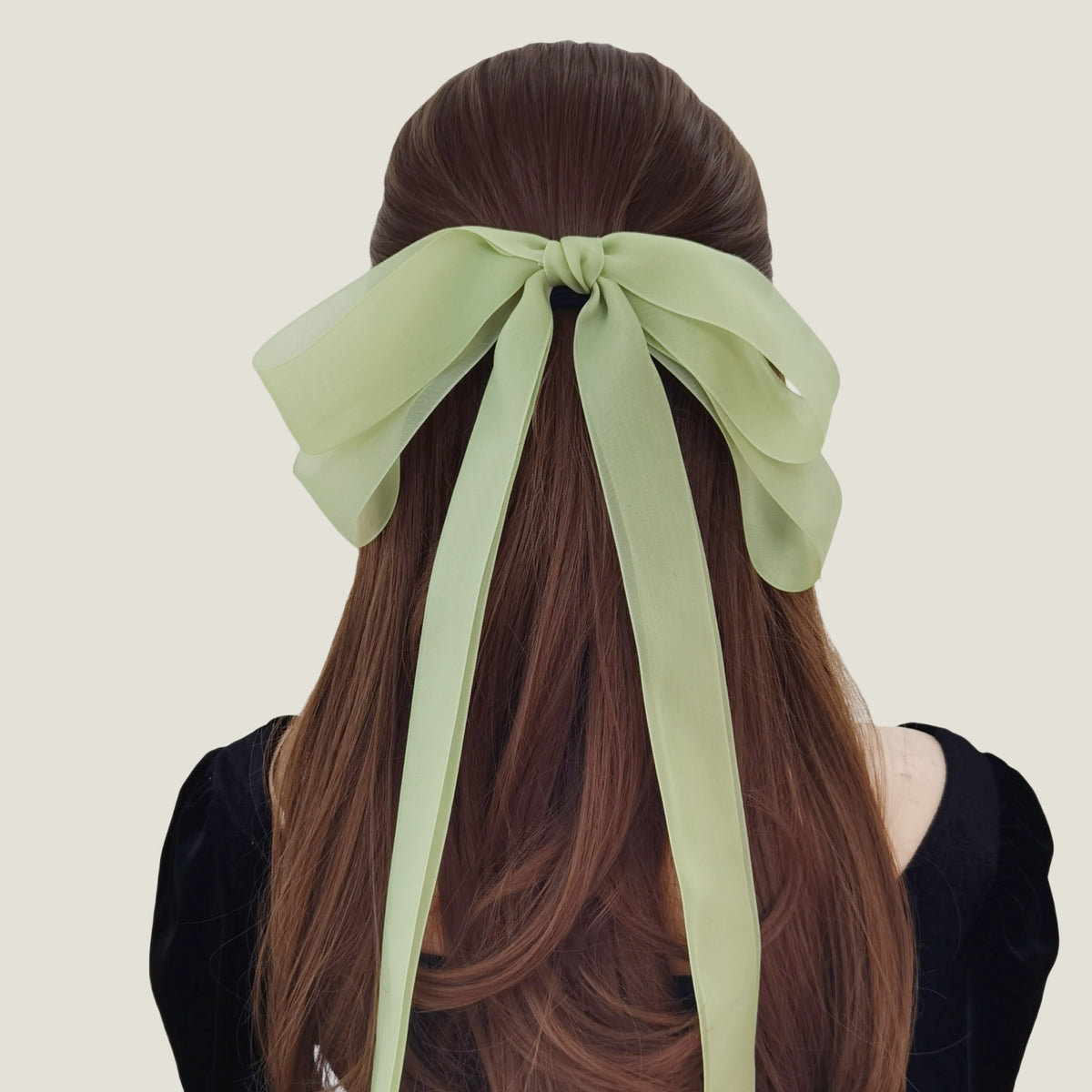 Elegant Organza Bow Hair Clip with Long Streamers, Chinese Style Sweet Hair Accessory