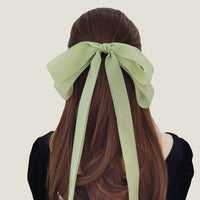 Elegant Organza Bow Hair Clip with Long Streamers, Chinese Style Sweet Hair Accessory