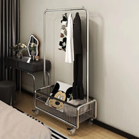 Rolling Garment Rack with Storage Shelf, Heavy-Duty Metal Clothes Organizer for Bedroom and Laundry