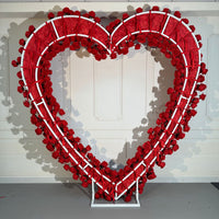 Rose Red Heart-shaped Artificial Flower Arch for Wedding Decoration and Event Decor