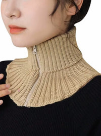 2026 Autumn/Winter Knitted Zipper Detachable Collar Scarf for Women, High-Neck Neck Warmer