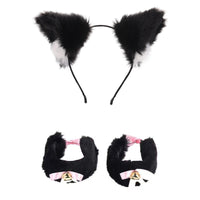 Plush Cat Ear Headband and Collar Set for Costume Parties and Cosplay