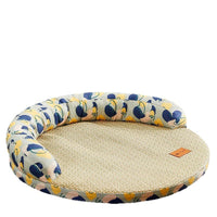 Pet Cooling Mat Sofa Bed with Removable Rattan Mat for Cats and Small Dogs