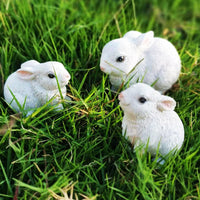 Mini Resin Rabbit Figurines for Garden and Patio Decor
