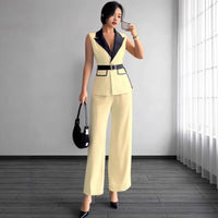 Women's Strapless Vest & Wide-Leg Pants Set Elegant European Style