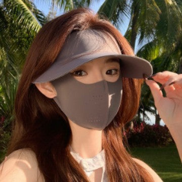 Ice Silk Breathable Sun Protection Face Mask with Brim and Neck Guard for Summer UV Protection