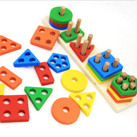 Kids Wooden Xylophone Lacing Clock Rainbow Stacking Blocks Educational Toy Set