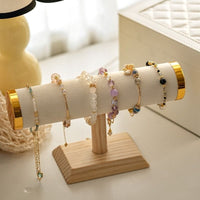 Jewelry Display Stand with Wooden Base for Bracelets, Watches, and Small Ornaments