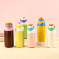 Macaron Color-Block Insulated Water Bottle, Leak-Proof Portable Travel Mug for Commuting