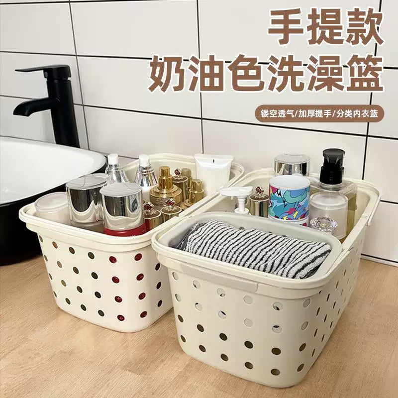 Portable Plastic Shower Caddy Basket with Handle for Bathroom Toiletries and Laundry
