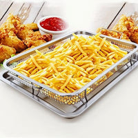 2-Piece Stainless Steel Strainer Drain Basket - Multifunctional Countertop Grill for Air Fryer Frying and Baking