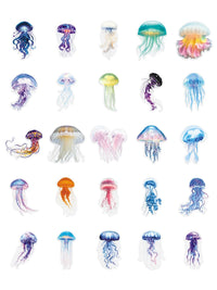 100 Pcs Cute Colorful Jellyfish Transparent Stickers for Scrapbooking, Laptops, Water Bottles, Helmets, and More