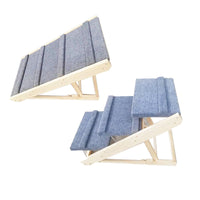 Bamboo Solid Wood 2-in-1 Pet Ramp Dog Stairs Outdoor Vehicle Pet Supplies Adjustable Non-slip