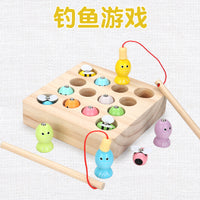 Wooden Magnetic Bee Fishing Game for Kids, Educational Tabletop Parent-Child Interactive Toy