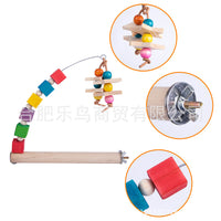 3-Pack Parrot Chew Toys with Perch Stand and Slotted Wood Blocks