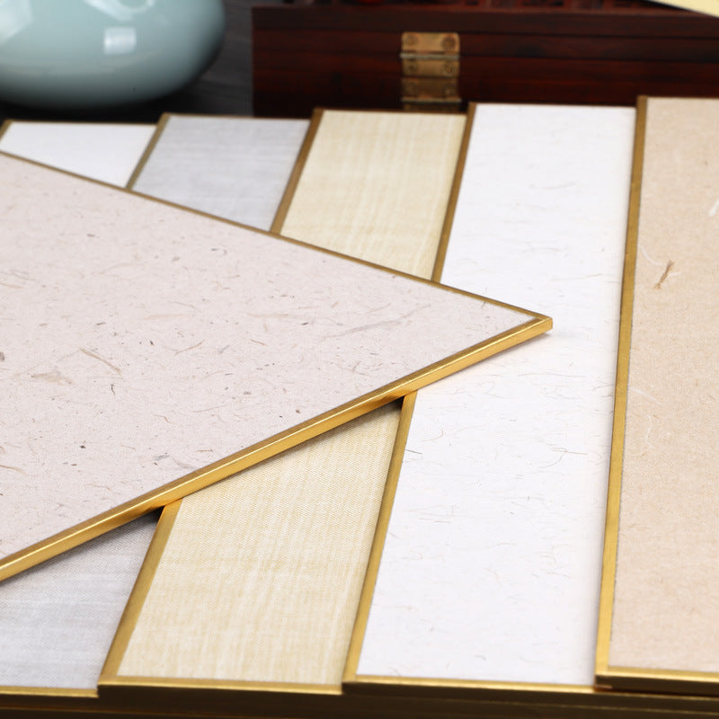 Thickened Gold-Edged Xuan Paper Hard Cardboard Cloud Dragon Bark Paper Antique Silk Texture Half-Sized Xuan Paper for Chinese Painting and Calligraphy