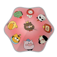 Kids' Cartoon Safety Umbrella with Rounded Edges and Rolling Wheels for School
