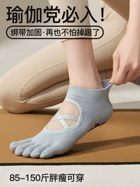 Women's Non-Slip Yoga Pilates Socks with Toes for Indoor Fitness Training