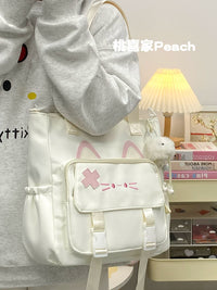 Cute Cat Large Capacity Crossbody Tote Bag for Women, Shoulder Bag for School and Commuting