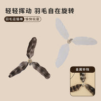 Wooden Handle Cat Teaser Wand with Replaceable Feather Head for Interactive Play