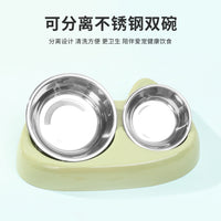 Anti-Choke Slow Feeder Cat Dog Bowl with Stainless Steel Double Bowls, Non-Slip Easy Clean Pet Food Water Dish