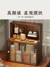 Countertop Dustproof Coffee Bar Organizer with Cup Holder and Drainage Rack
