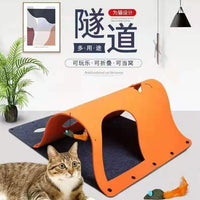 Cat Tunnel Play Mat with Scratch Pad - Multi-functional Pet Toy for All Seasons