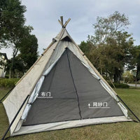 Outdoor Camping Indian Pyramid Tent Waterproof Windproof Double-Layer Quick Setup Portable Sun Shelter