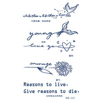 Herbal Juice Temporary Tattoo Stickers, Small Fresh Finger Cute English Letter Designs