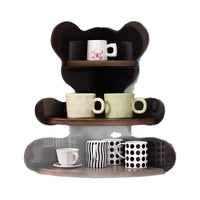 Acrylic Corner Storage Shelf for Desk and Vanity, Cosmetic Organizer with Bear/Cat Design