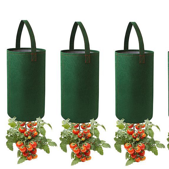 Felt Grow Bag for Luffa and Cucumber, Hanging Planter with Zipper Bottom, Thickened Seedling Pouch