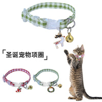 Christmas Plaid Pet Collar with Bell and Safety Buckle for Cats and Small Dogs