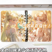 Anime Girl A5 6-Hole Loose-Leaf Binder with PU Leather Cover for Cards and Notes