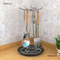 Rotating Utensil Holder with Drip Tray for Kitchen Countertop