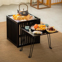 Outdoor Courtyard Fire Pit Tea Table Set for Hot Pot and BBQ, Balcony Home Use
